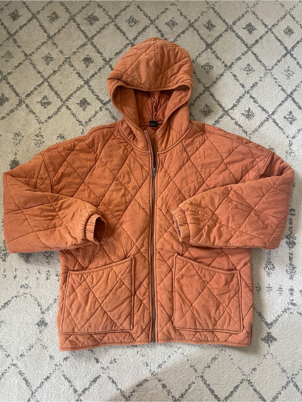 Quilted Hooded Jacket - light orange